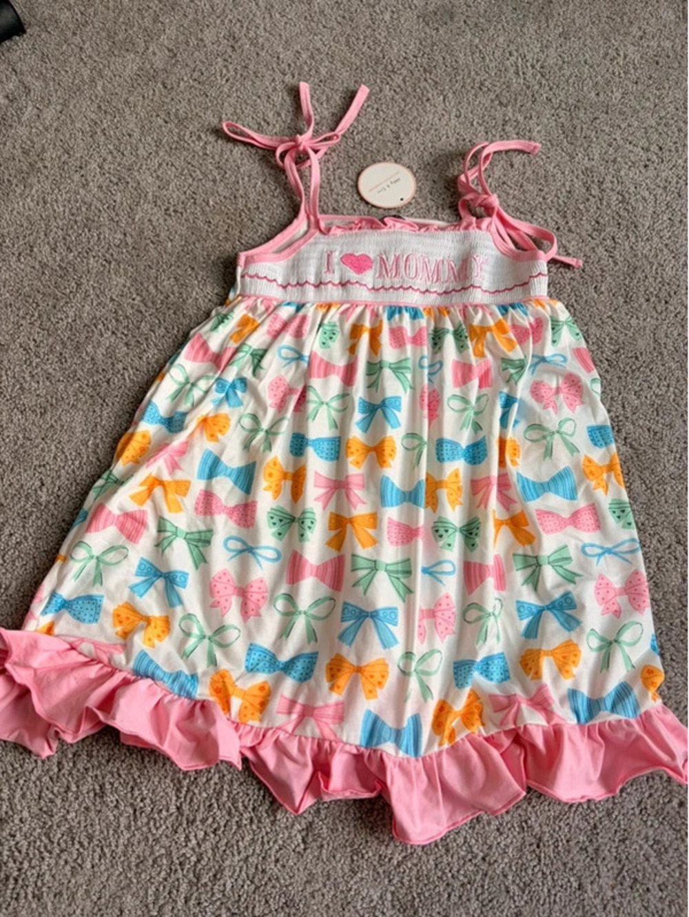 Abby & Evie I Love Mommy Bow Dress Size 5 NWT